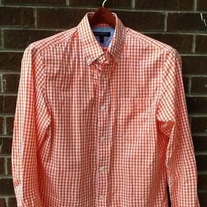 Banana Republic Orange/White Check Shirt Sz M